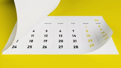 2024 Flying Calendar Pages On Yellow Background
