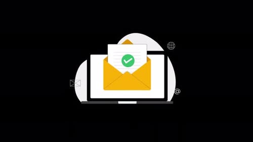Laptop with Email and Checkmark. Verified Mail Concept Animation Video - Transparent