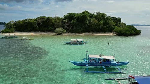 Tropical Philippines island and boats