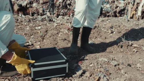 Scientists Investigating Landfill in Protective Gear