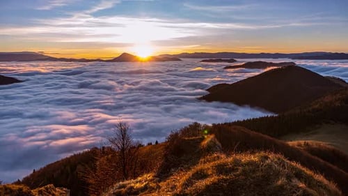 Sunrise over Clouds in the Mountains