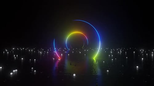 Futuristische Bewegung in Neonkreisen