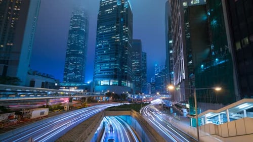 Traffic Light In City Night