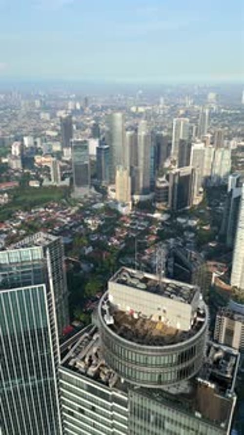 Aerial View of Downtown Jakarta and the City Skyline in Indonesia