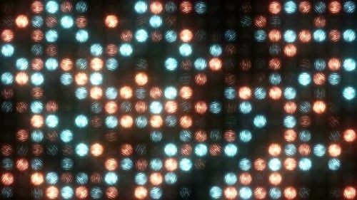 Eine glitzernde orangenblaue Lichtwand