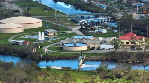 Water Cleaning Facility at Wastewater Treatment Plant Purification Process of Removing Undesirable