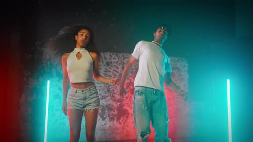 Happy Couple of African Man and Arab Woman Dancing Contemporary Choreography Dancing Duet of