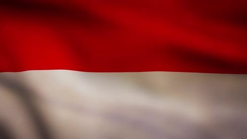 Seamless Loop Waving Red and White Flag Animation