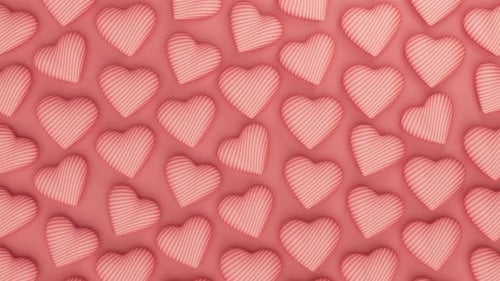 Sweet Pink Striped Hearts Bouncing Seamless Loop Background
