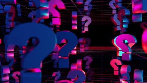 Futuristic Blue Pink 3D Question Marks Loop Animation