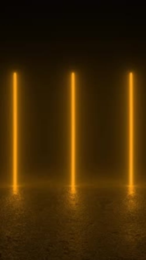 Vertical Glowing Orange Neon Light Lines Background