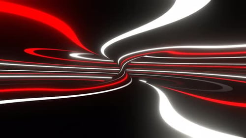 Rot und Weiß auf schwarzem Neonkreis mit beweglichem Hintergrund VJ Loop In 4K