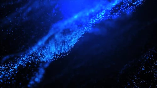 Abstract Blue Particle Wave Flow Background