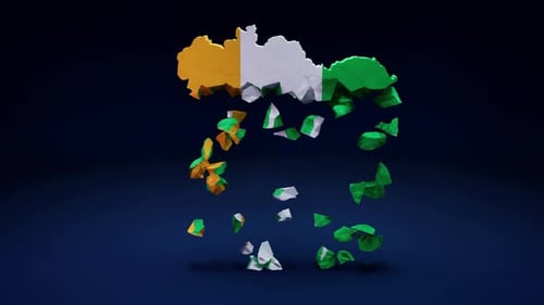 Cote Divoire Map With Flag