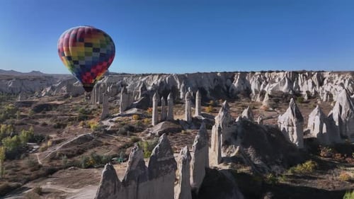 Colorful Lonely Balloon In The Valley Of Love In Cappadocia