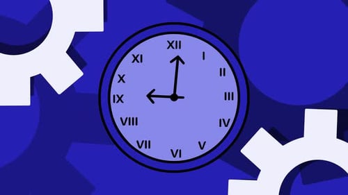 Corporate Time Clock with Spinning Gears Animation