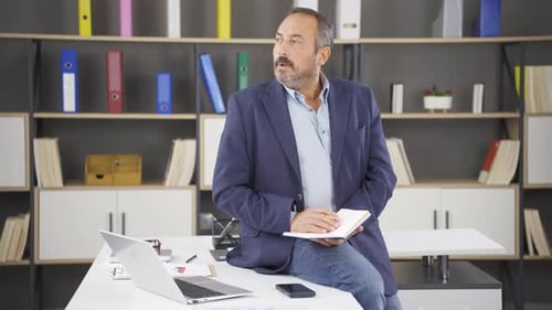 Adult Man Explaining Ideas in Office Environment