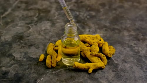 Turmeric Root for Supplements and Essential Oils Selective Focus