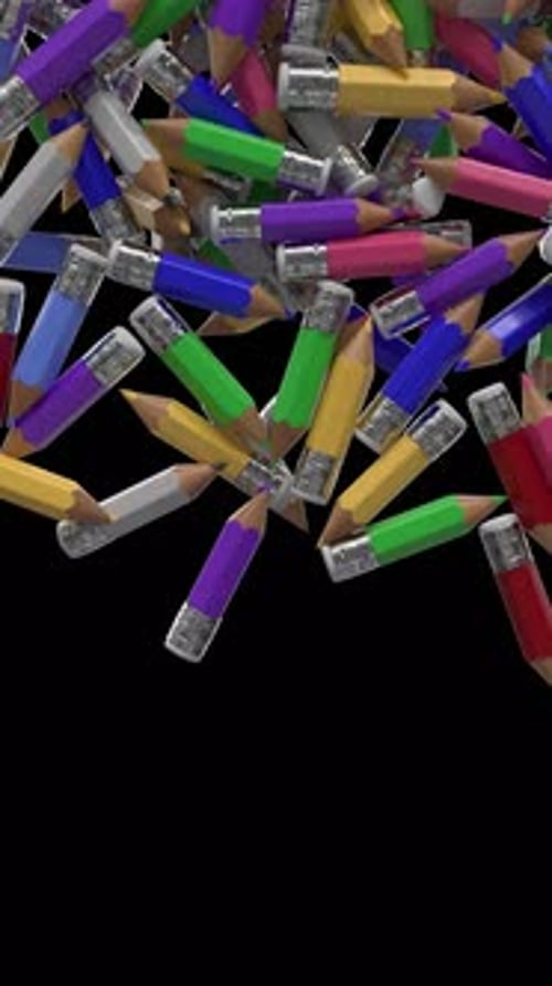 Colorful Falling Pencils Fill Transition