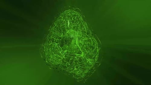 Organic Glowing Green Pulsating Sphere Background Animation