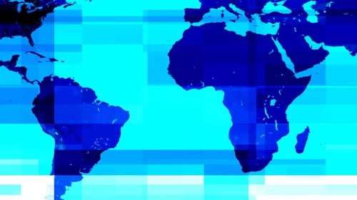 Glitch World Map Digital Network Animated Background