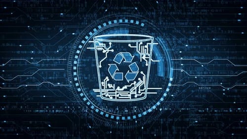 Trash and delete bin symbol loop digital concept