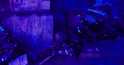 Dark Grunge Cyberpunk Technology Scene Background