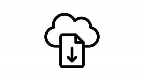 Seamless Loop Animated Cloud Computing Document Download Icon