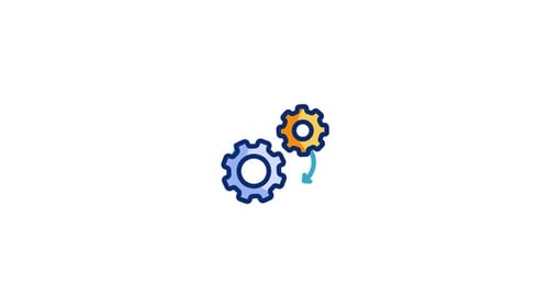 Animated Gears Interacting for Process and Technology Icon
