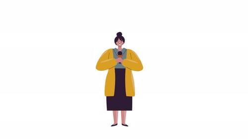 Animação de personagens 2D de repórter de TV 4K