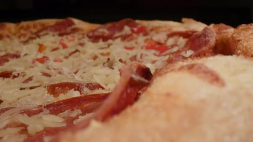 Pizza Rotating Close Up Macro Shot