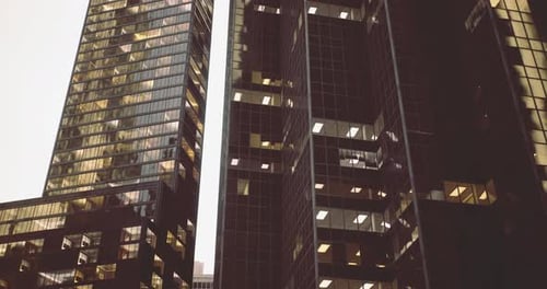 Modern Office Buildings Showcasing Glass Architecture in an Urban Landscape