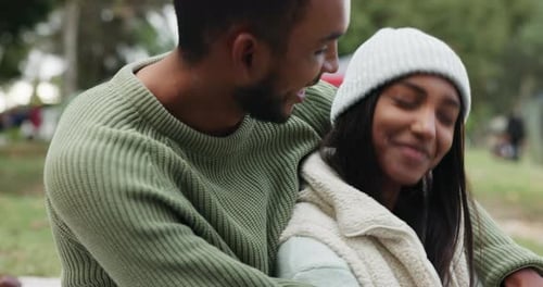 Affectionate Couple Embracing in a Natural Outdoor Setting