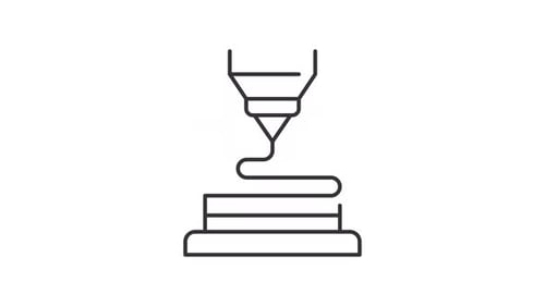 Animated metal 3d printing line icon