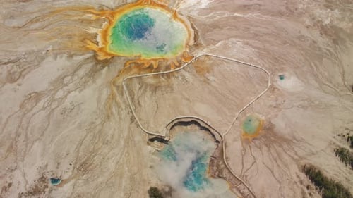 Yellowstone National Park, Wyoming. Aerial View of Grand Prismatic Hot Spring In