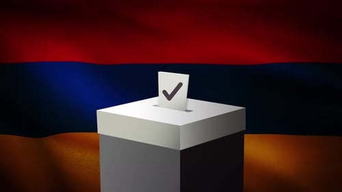 Armenian Flag Background with Voting Ballot Box Animation