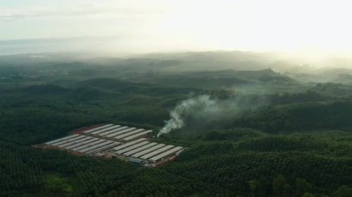 Sunset aerial view of mountain at Tawau, Sabah