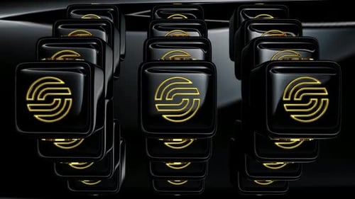 3D Gold Abstract Pattern on Rotating Glossy Cubes Loop