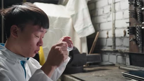 Chinese Engineering Student Prepares in Workshop