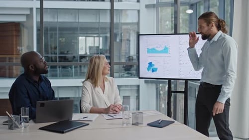 Business Presentation with Data in Modern Office