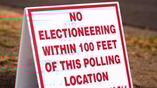 No Electioneering is Permitted Within 100 Feet of this Polling Location Sign Close Up