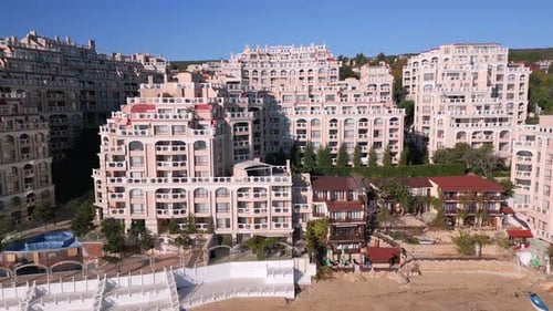 Aerial View of a Luxurious Modern Seaside Residential Complex
