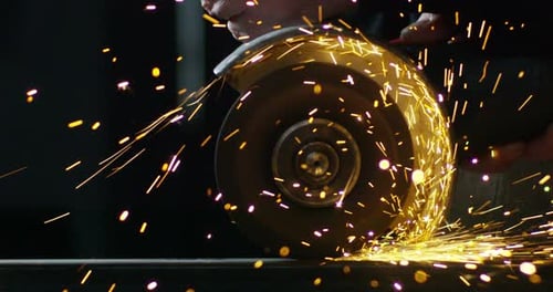 Angle Grinder Sparks Fly in the Night