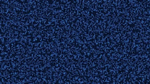 The Circuit Board with Moving Electrons Data Stream on the Motherboard Loop Background