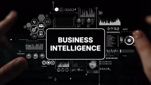 Clavier pratique avec Graphiques d'intelligence d'affaires et éléments de visualisation des données sur fond sombre