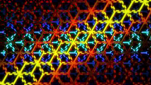 Animated Abstract Geometric Pattern with Vibrant Neon Colors