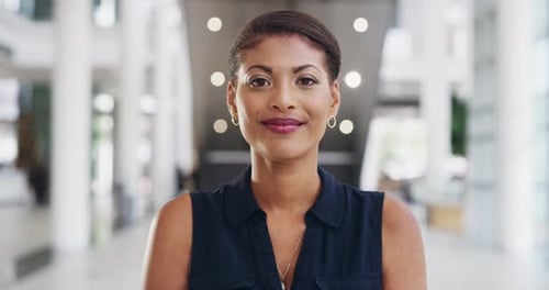 Portrait of a young beautiful african american businesswoman in a modern office