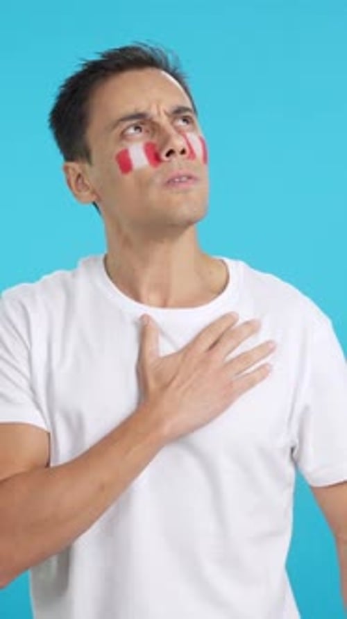 Man Listening to the Peru National Anthem with Solemnity