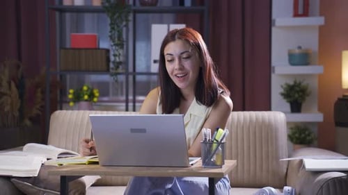 Un étudiant étudie avec un ami par appel Vidéo.