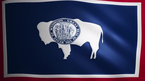 Waving Wyoming State Flag Animation Loop